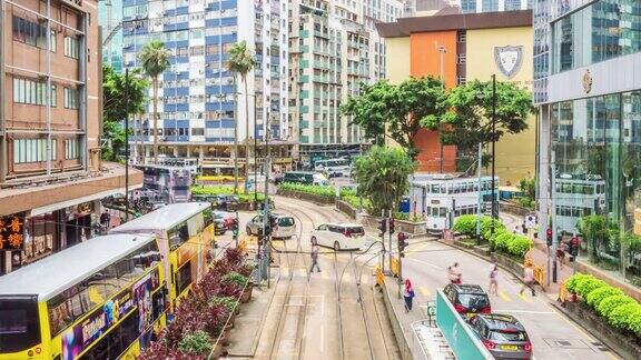 时光流逝香港铜锣湾人行横道上的人群