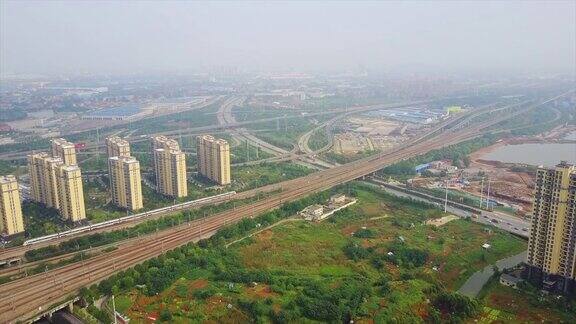 白天武汉市交通枢纽航拍4k中国全景图