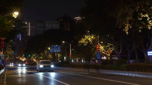 南京市中心城区夜景时间灯火通明交通街道全景为4k中国