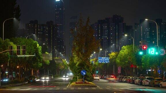 夜光南京著名的现代青年文化综合体交通街道全景时间跨度4k中国