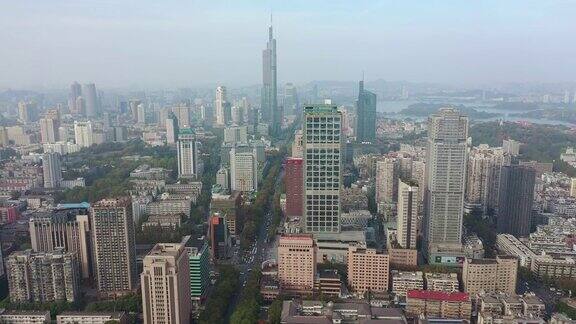 白天时间南京中心城市景观航拍全景4k中国