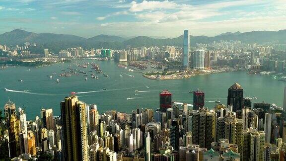 从太平山顶拍摄香港的延时视频
