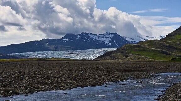 冰岛Jokulsarlon冰川景观的时间流逝