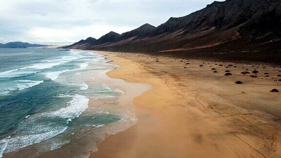 沙漠海滩PlayadeBarlovento的鸟瞰图Jandia半岛上的富埃特文图拉加那利群岛西班牙