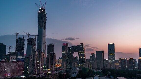 ZI高角度城市从白天到夜晚北京中国