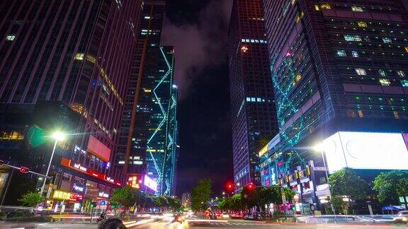 夜间深圳市区交通街道全景4k时间跨度中国