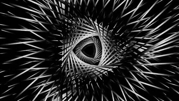 抽象黑白三角形隧道幻觉vj循环动画