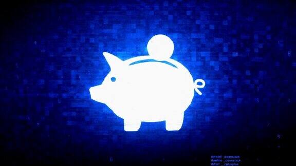 小猪储蓄罐硬币符号数字像素噪声错误动画
