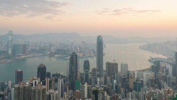 4K时间推移:俯视图中国香港城市