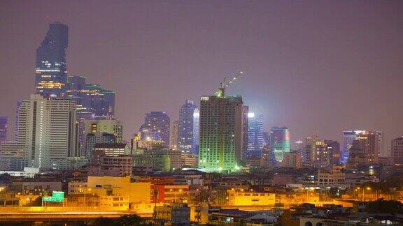 曼谷夜景时光流逝