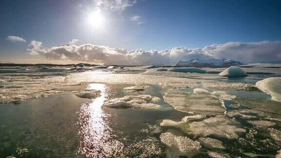 4K延时拍摄:Vatnajokull冰川Jokulsarlon泻湖冰岛