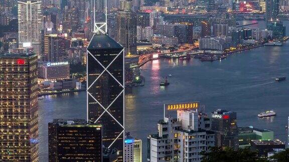 延时:空中香港城市景观