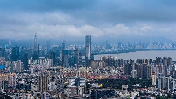 延时拍摄深圳湾和后海城市深圳中国