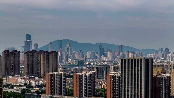 中国南京城市景观的时间流逝阴天
