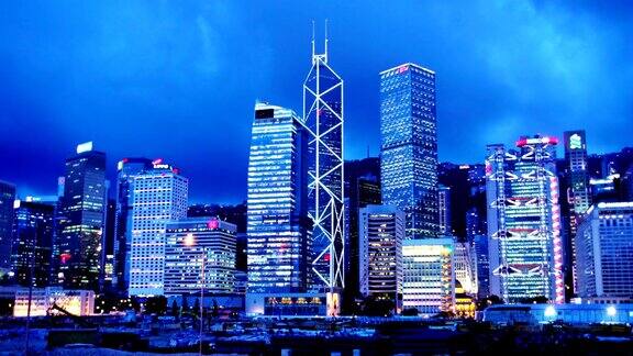 香港日落城市景观时间推移4K宽镜头