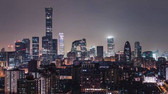 PAN鸟瞰图北京和市中心在晚上北京中国