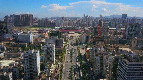 珠海白天市景拱北口岸入境交通道路航拍全景4k中国