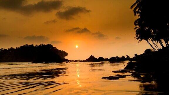 热带海滩日落时间推移-印度喀拉拉邦