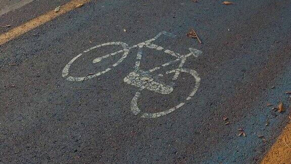 4k城市骑自行车的人人们在自行车道上骑自行车