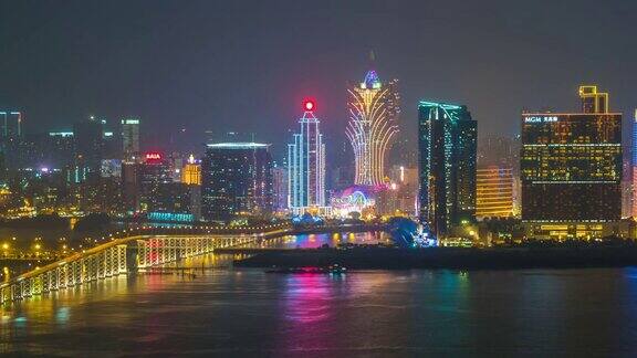 中国澳门岛桥交通大道著名的海湾酒店全景4k时间推移