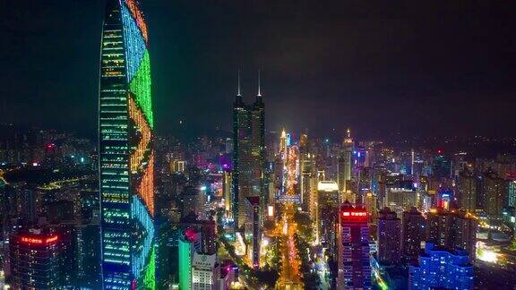 夜光照亮深圳市区空中翻拍4k中国