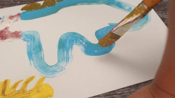 调色板上的丙烯酸颜料为学校的创意艺术课做准备