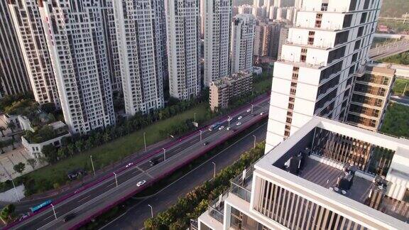 城市住宅综合体立体高架道路鸟瞰图