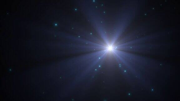 在银河中放飞蓝色的星星和太阳光线