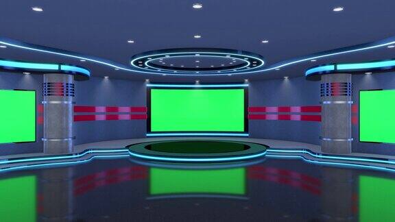 电视演播室虚拟演播室理想的绿色丝网合成跟踪标记提供了运动和屏幕更换