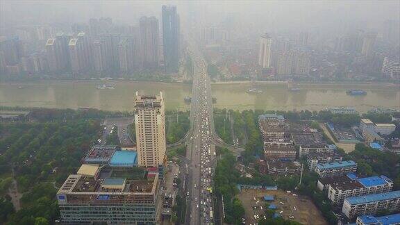 白天武汉著名交通大桥航拍全景4k中国