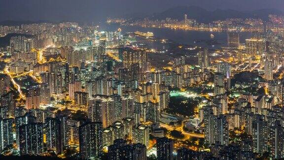 狮子山观景台香港城市夜景