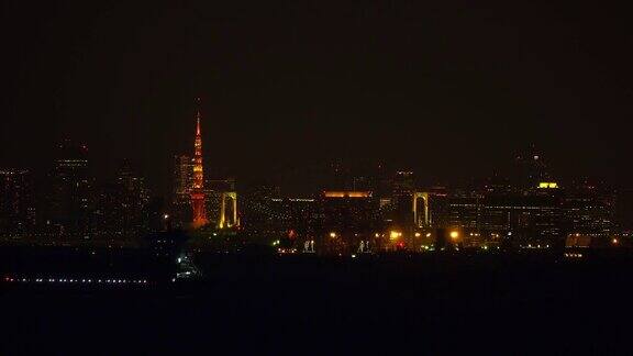 东京湾上空的东京市中心
