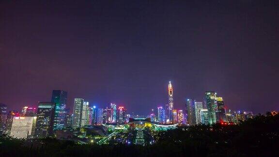 夜间深圳莲花山公园视点全景4k时间跨度中国