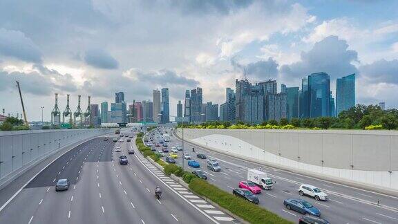 4K时光流逝:新加坡城市的交通是流行的金融