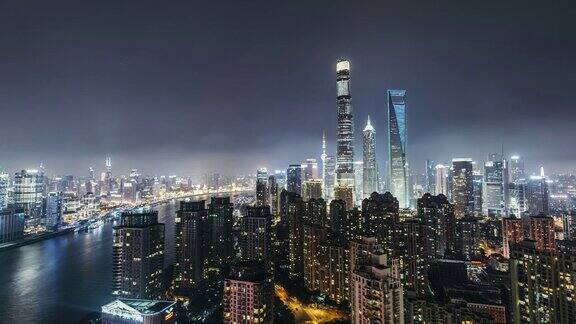 高角度上海市中心夜景上海中国