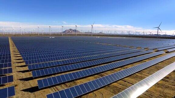 太阳能电池板和风力涡轮机可再生能源
