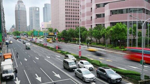 台北交通的时间推移背景的城市景观