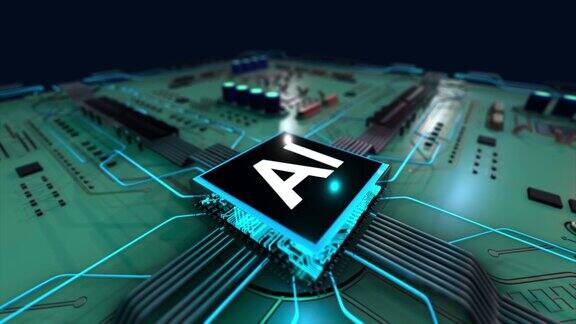 3D渲染AI人工智能技术CPU中央处理器单元芯片组上的电子印制电路板