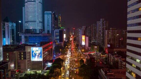 夜光深圳交通街道航拍全景时间跨度为4k中国