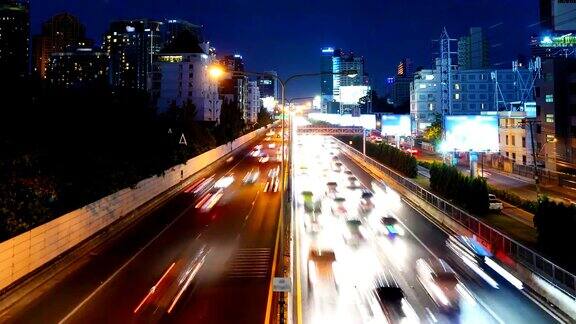时间流逝泰国曼谷夜间交通