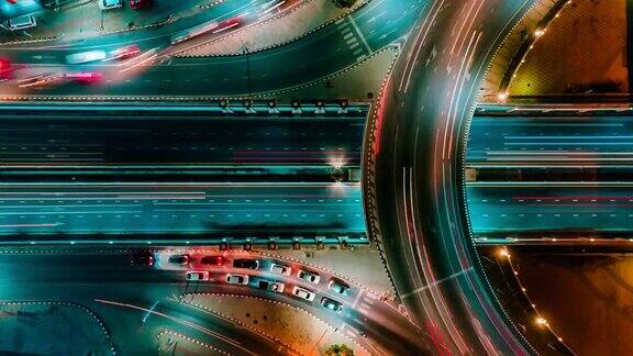 时光流逝高速公路俯视图环城公路是泰国曼谷交通的重要基础设施