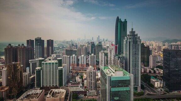 中国天光深圳城遥远的屋顶俯视4k时间流逝