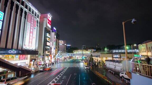 东京上野夜晚行人拥挤的时间流逝