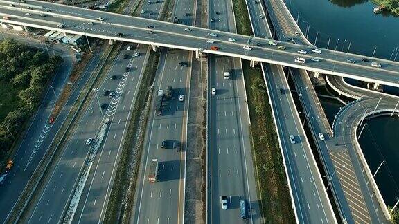 泰国曼谷高速公路交通鸟瞰图