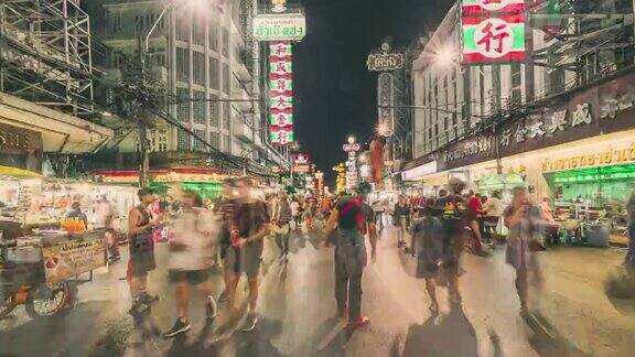 曼谷唐人街夜间的超延时泰国