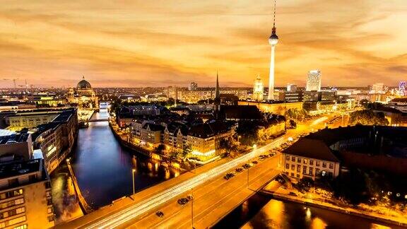 日落时的柏林时间流逝