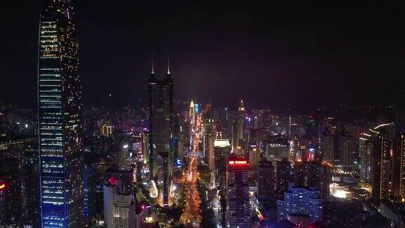 夜光深圳市区交通街道航拍全景4k中国
