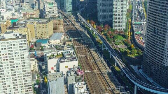 4K延时放大:鸟瞰图的港区东京日本