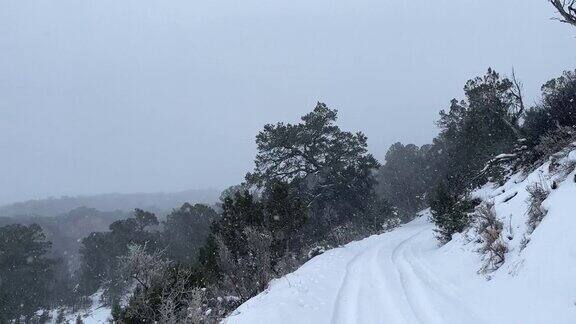 暴风雪暴风雪在强风科罗拉多冬季降雪在山脉沙漠和河流极端天气条件视频系列