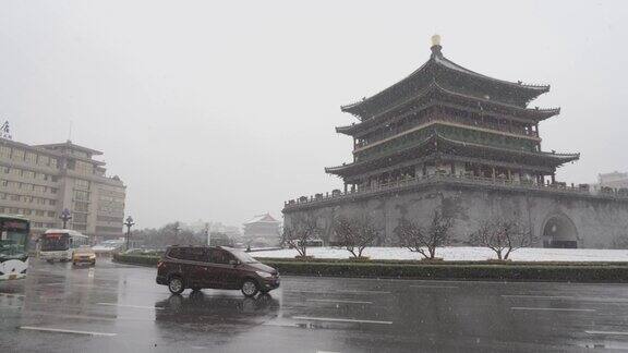 中国西安的雪
